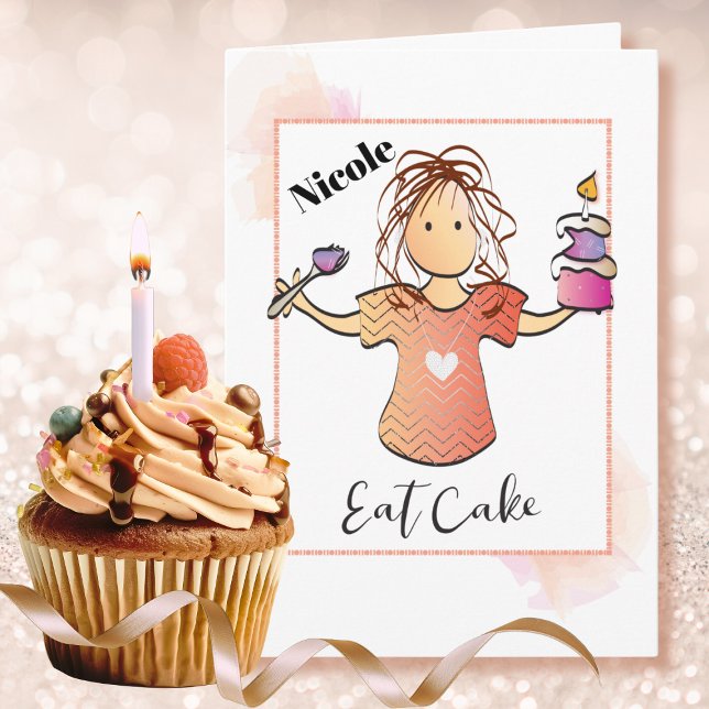 Tarjeta Cumpleaños moderno de dibujos animados femeninos s (Subido por el creador)