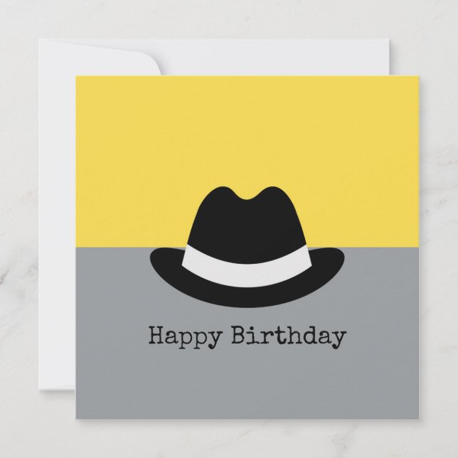 Tarjeta Cumpleaños moderno de Fedora Colorblock (Anverso)