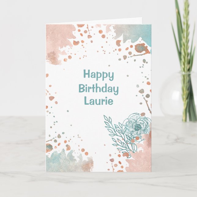 Tarjeta Cumpleaños moderno de la salpicadura de la pintura (Anverso)