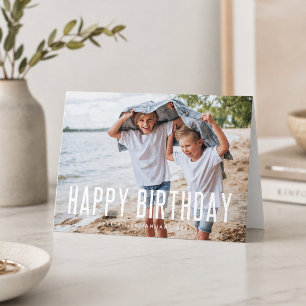 Tarjeta Cumpleaños Moderno Divertida Foto Encantador Est