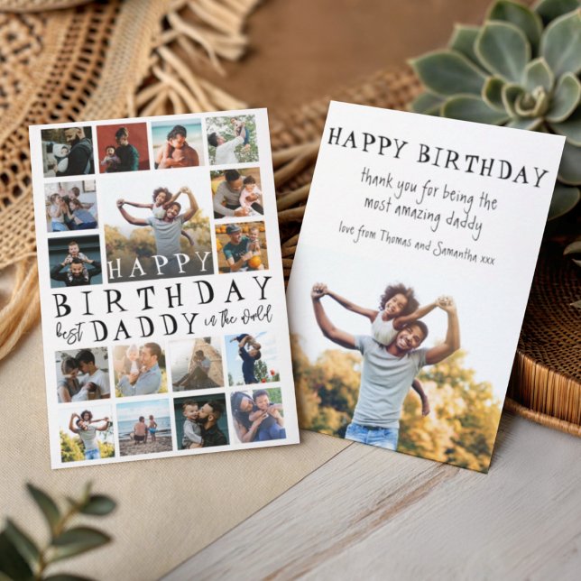 Tarjeta Cumpleaños moderno Feliz cumpleaños Papá Blanco y  (Subido por el creador)