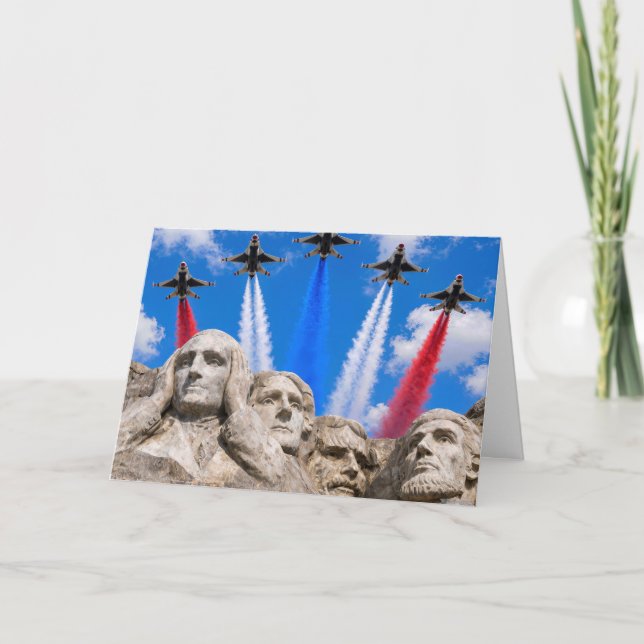 Tarjeta Cumpleaños Mount Rushmore SobreVuelo de Aviones de (Anverso)