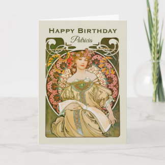 Tarjeta Cumpleaños Mucha Reverie Daydream Art Nouveau CC09