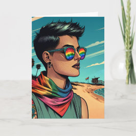 Tarjeta Cumpleaños | Mujer con gafas de sol arcoiris