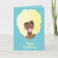 Cumpleaños! Mujer negra, bigote de afro