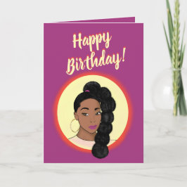 Tarjeta Cumpleaños! Mujer negra, cola de pico alto