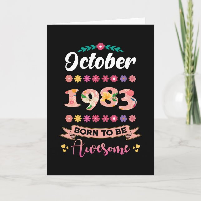 Tarjeta Cumpleaños Mujer Regalo Octubre 1983 (Anverso)