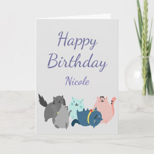 Tarjeta Cumpleaños Mujeres Recolectan gatos Muchas patas H