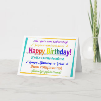 Tarjeta Cumpleaños multilingüe