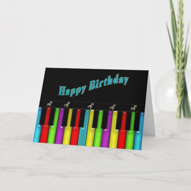 Tarjeta Cumpleaños - Musical - teclado colorido (Anverso)