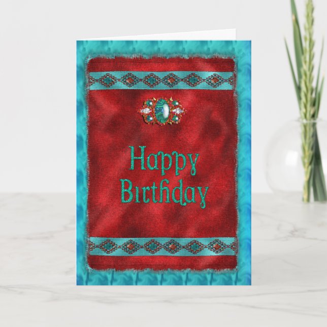 Tarjeta Cumpleaños - nativo americano - estilo al sudoeste (Anverso)