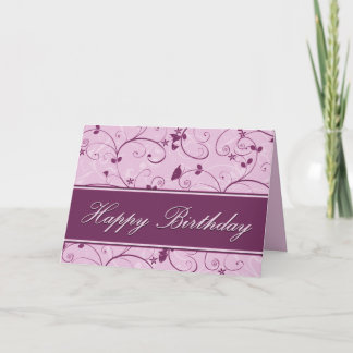 Tarjeta Cumpleaños natural de color de malva con clase del