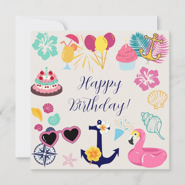 Tarjeta Cumpleaños Náutico Adorable (Anverso)