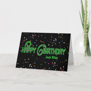 Tarjeta cumpleaños neón con estrellas