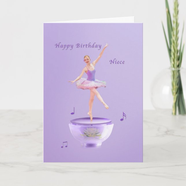 Tarjeta Cumpleaños, Niece, Music Box Ballerina (Anverso)