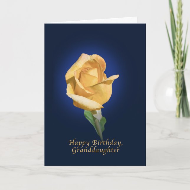Tarjeta Cumpleaños, Nieta, Bud de rosa amarillo (Anverso)