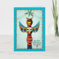 Cumpleaños, nieto, polo indio americano del tótem,