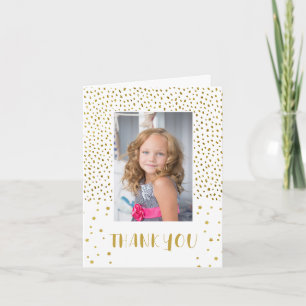 Tarjeta Cumpleaños Niña 2 Brillante Oro Foto Gracias