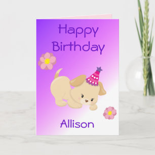 Tarjeta Cumpleaños niña tema cachorro