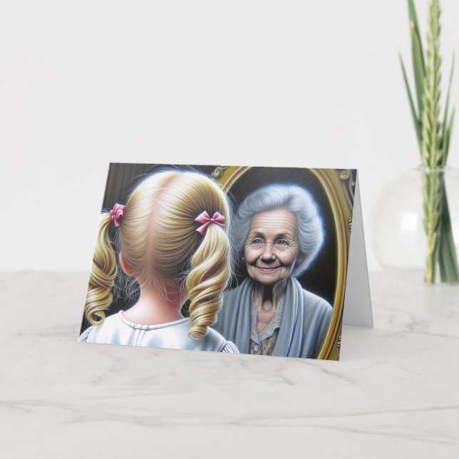 Tarjeta Cumpleaños niña y anciana (Anverso)