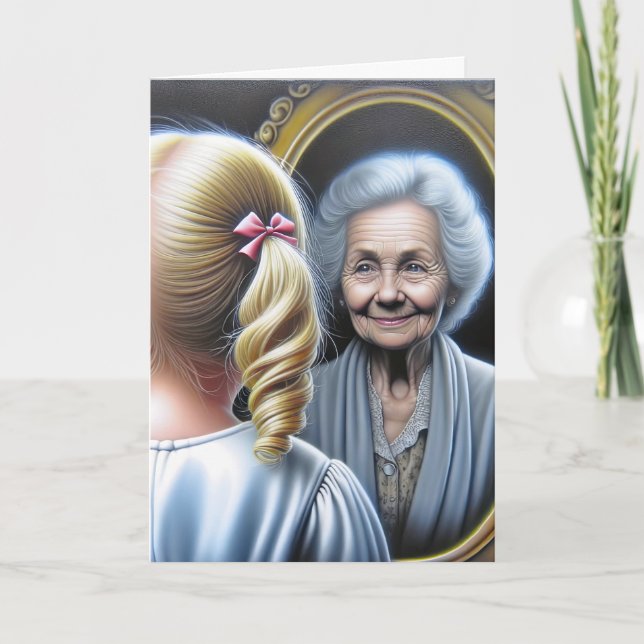 Tarjeta Cumpleaños niña y anciana (Anverso)