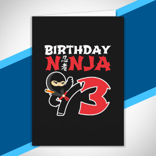 Tarjeta Cumpleaños Ninja para Niños - Tema de Fiesta de 3
