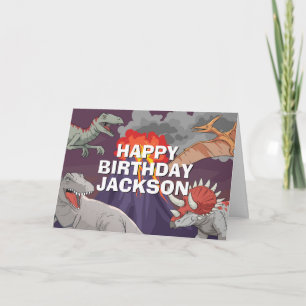 Tarjeta Cumpleaños Niño Dinosaurios Dino Jurásico Trex
