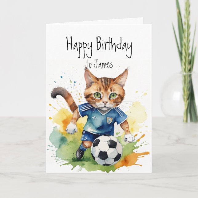 Tarjeta Cumpleaños Nombre personalizado Diversión Gato lin (Anverso)