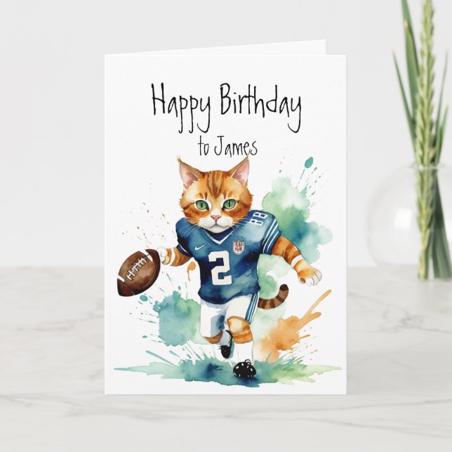 Tarjeta Cumpleaños Nombre personalizado Diversión Gato lin (Anverso)