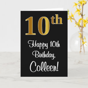 Tarjeta Cumpleaños número 10 ~ Elegante aspecto de falso o