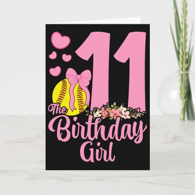 Tarjeta Cumpleaños número 11 niña Softll Team Coquette laz (Anverso)