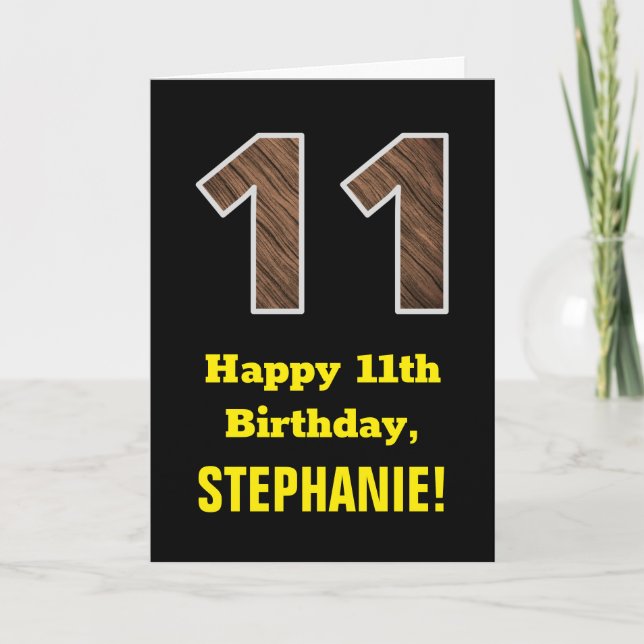 Tarjeta Cumpleaños número 11: Nombre, Patrón de textura de (Anverso)