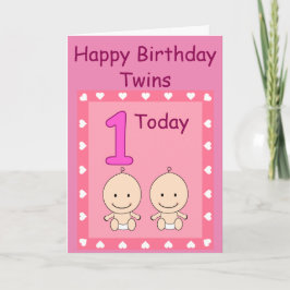 Tarjeta Cumpleaños número 1 Niñas Gemelas Personalizado