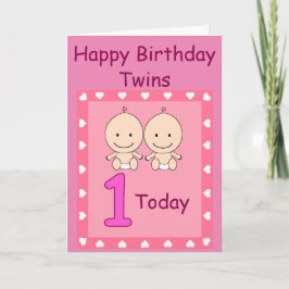 Tarjeta Cumpleaños número 1 Niñas Gemelas Personalizado