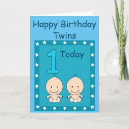Tarjeta Cumpleaños número 1 Niños Gemelos Personalizado