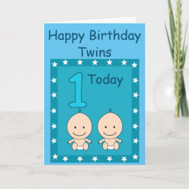 Tarjeta Cumpleaños número 1 Niños Gemelos Personalizado
