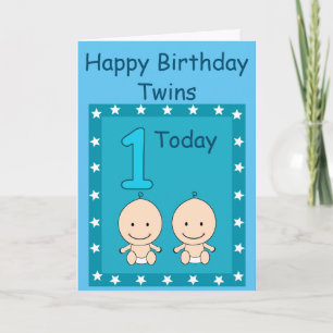 Tarjeta Cumpleaños número 1 Niños Gemelos Personalizado