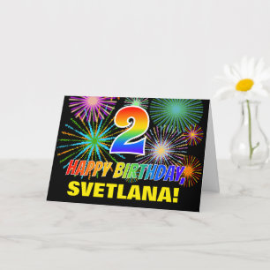 Tarjeta Cumpleaños número 2: Atrevido, Divertido, Fuegos A