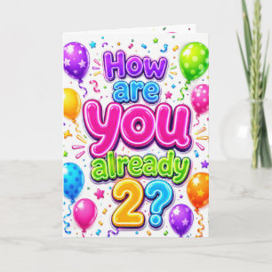 Tarjeta Cumpleaños número 2 de la nieta con globos de neón