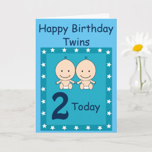 Tarjeta Cumpleaños número 2 de niños gemelos