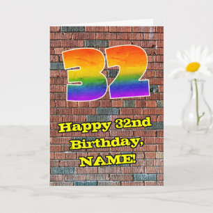 Tarjeta Cumpleaños número 32: Divertido 32 de Arcoíris Ins