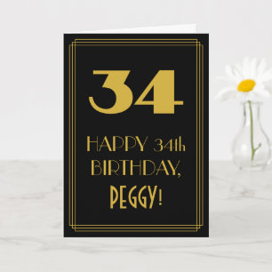 Tarjeta Cumpleaños número 34 - Look inspirado en Art Deco 