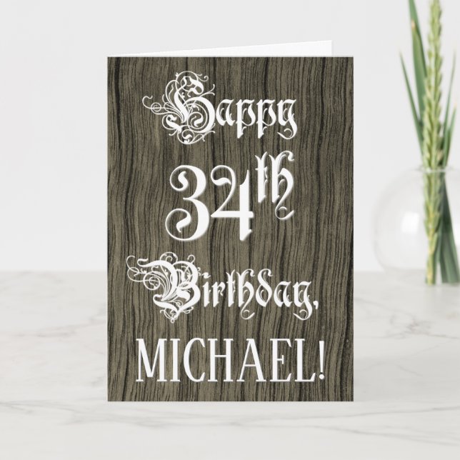 Tarjeta Cumpleaños número 34: Texto Elegante y Sofisticado (Anverso)