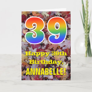 Tarjeta Cumpleaños número 39; Hojas de otoño rústicas; "39