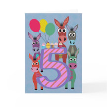 Cumpleaños número 5 con cinco burros y magdalenas
