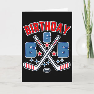 Tarjeta Cumpleaños número 6 de hockey sobre hielo para niñ