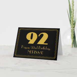 Tarjeta Cumpleaños número 92: Aspecto inspirado en Art Dec