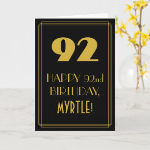 Tarjeta Cumpleaños número 92 ~ Estilo inspirado en Art Déc