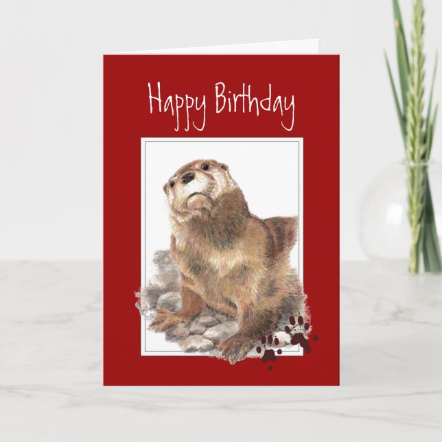 Tarjeta Cumpleaños, nutria significativa, animal divertido (Anverso)