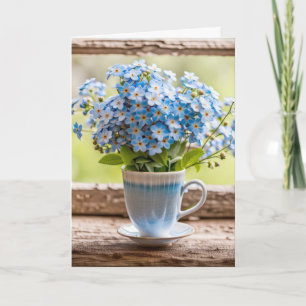 Tarjeta Cumpleaños Olvidéame-No-Bouquet En La Ventana